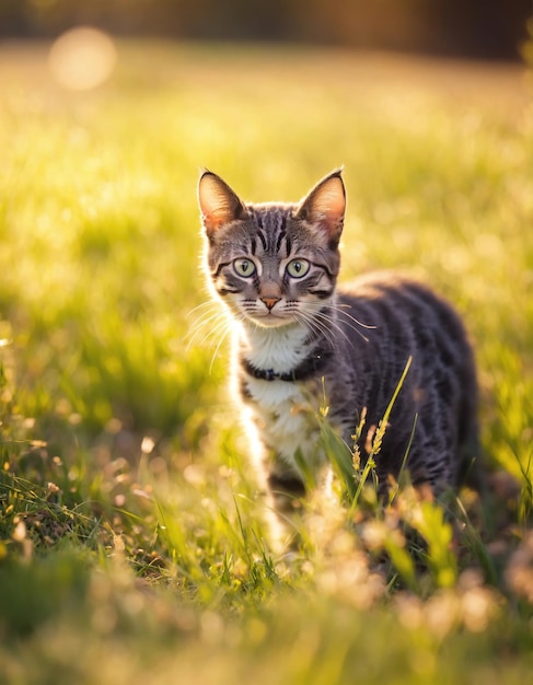 Piccolo gattino bengalese carino seduto a generativo