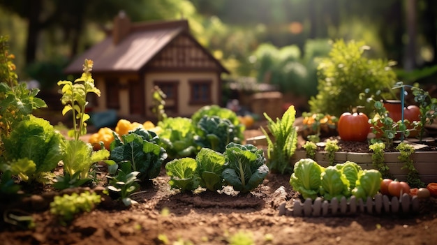 Piccolo giardino di verdure di fronte alla casa