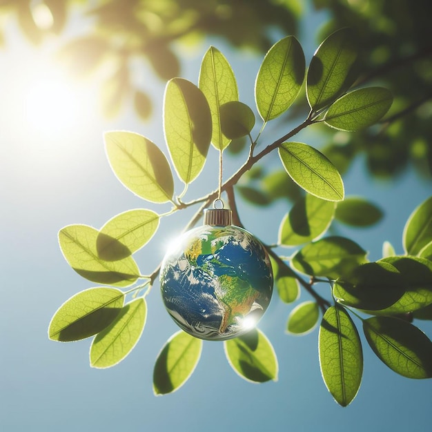 Piccolo globo sul ramo di un albero