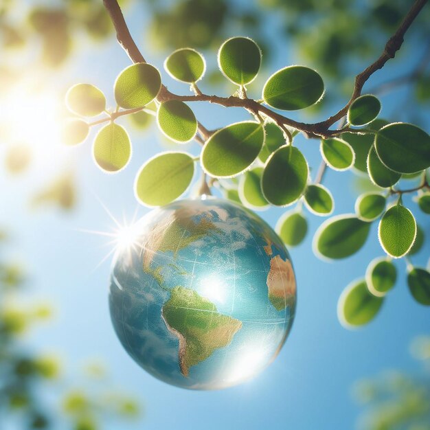 Piccolo globo sul ramo di un albero