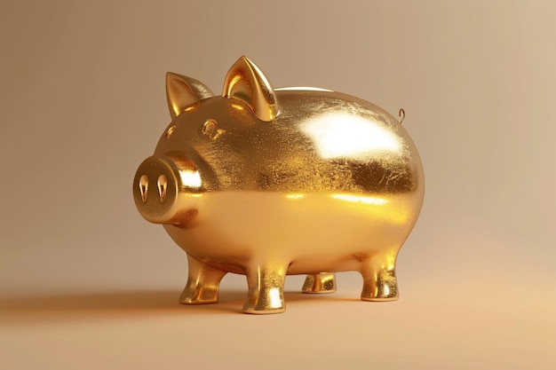 Piccolo maiale d'oro con monete d'oro di risparmio per il concetto di gestione finanziaria concetto di ricchezza economica