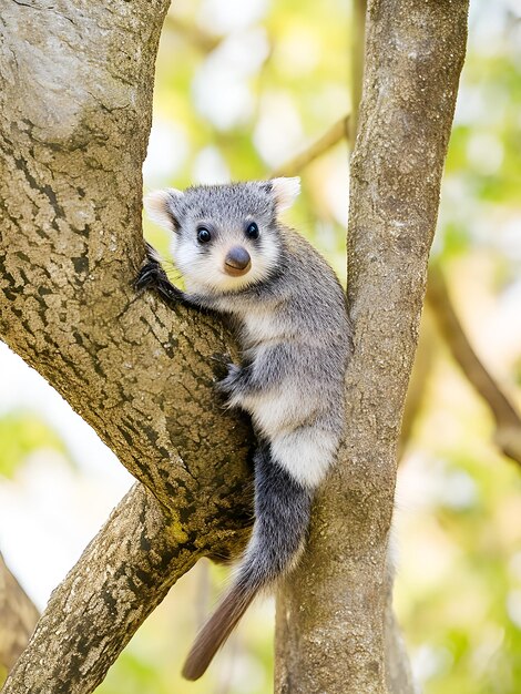 Piccolo marsupiale seduto sul ramo di un albero che sembra generato