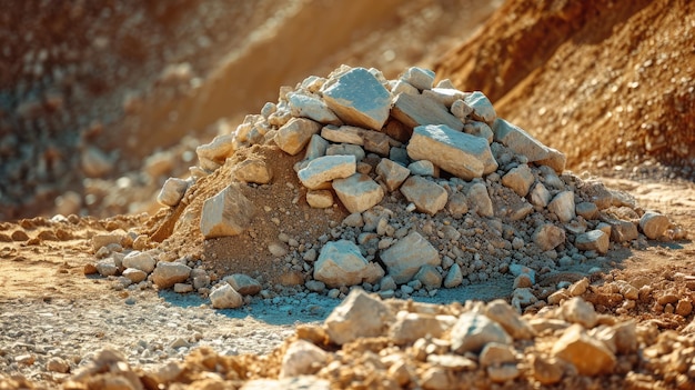 Piccolo mucchio di minerali estratti in una miniera di terre rare