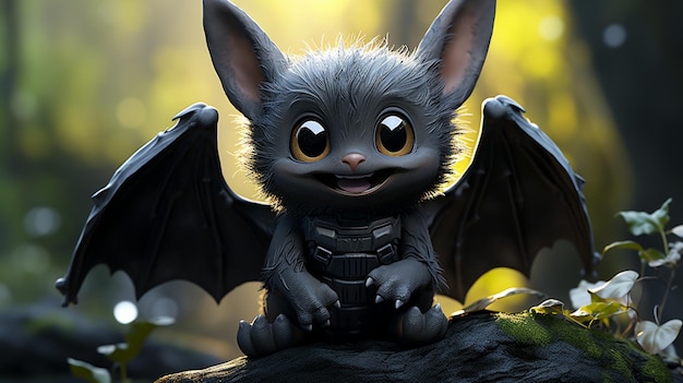 Piccolo pipistrello carino pipistrello sorridente personaggio decorativo di animale volante