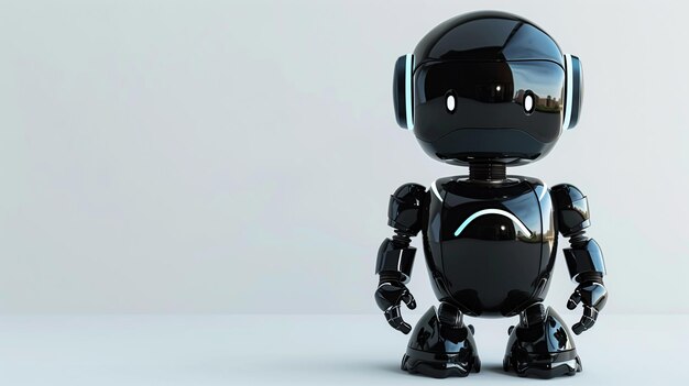 Piccolo ragazzo nero amico robot tecnologia moderna