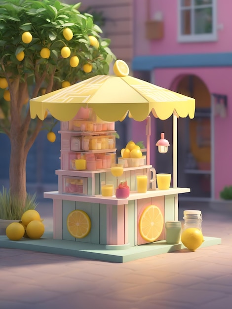 Piccolo rendering isometrico 3D di Lemonade Stand