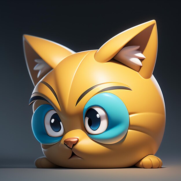 Piccolo ritratto di testa di gatto animazione di cartoni animati 3D illustrazione carta da parati foto di gatto carino