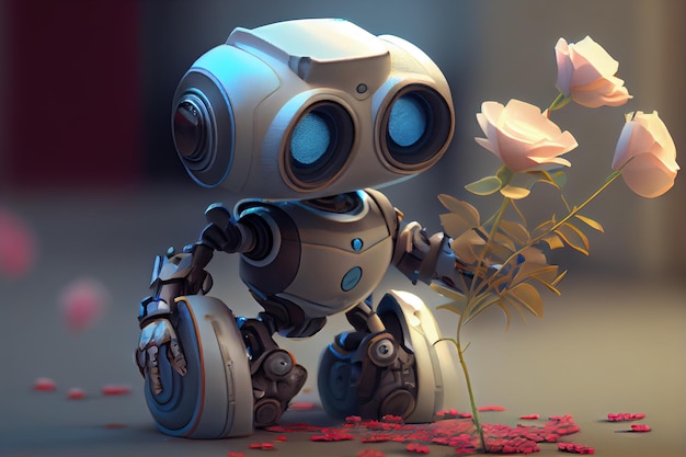 Piccolo robot con fiori