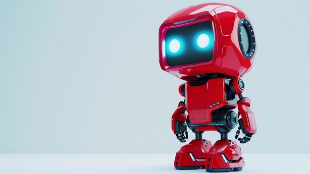 Piccolo robot rosso carino e amichevole giocattolo tecnologico moderno