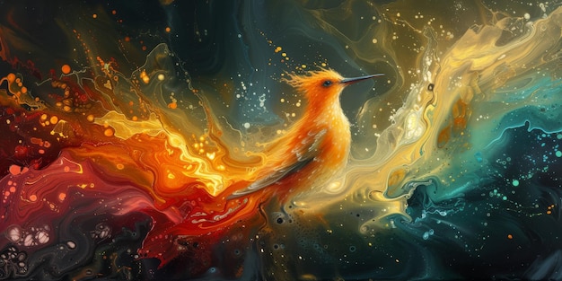 Piccolo uccello bellissimo con disegno a mano e illustrazione di sfondo a colori