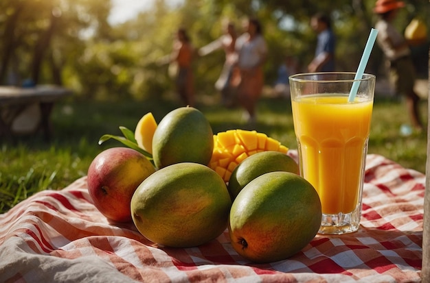 Picnic delizioso Succo di mango divertente