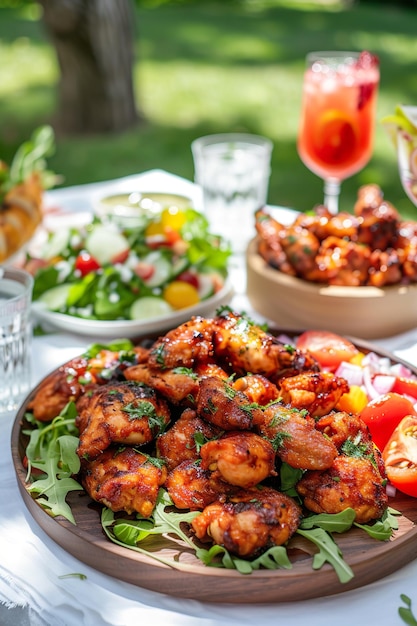 Picnic estivo con delizioso pollo fritto