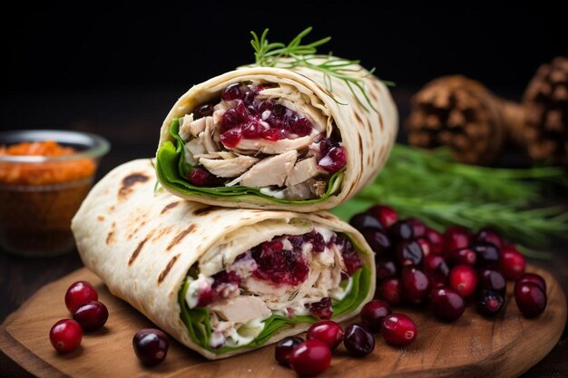 Picnic Perfection Turkey Cranberry Wrap Sandwich fotografia di immagini