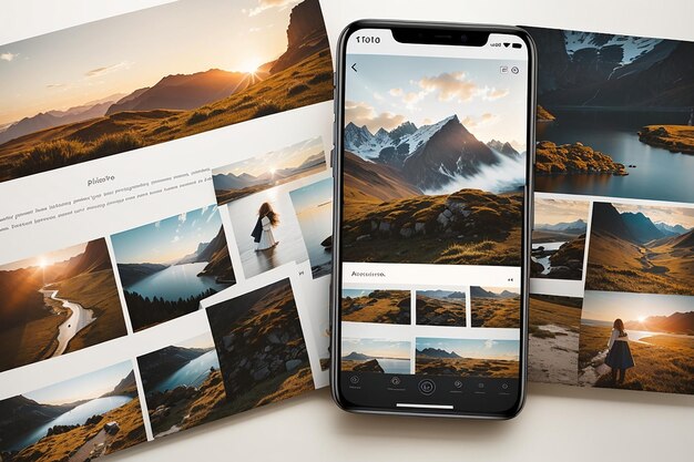 Picture Perfect Landscape Smartphone Mockup for Photography Portfolio Mostra il tuo talento con gallerie personalizzabili e profili professionali