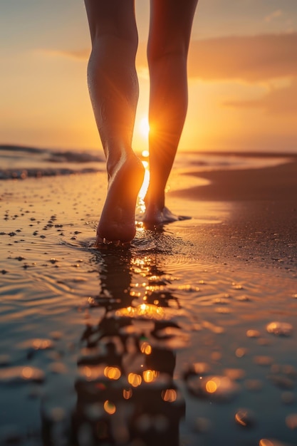 piedi femminili sulla sabbia sulla spiaggia IA generativa