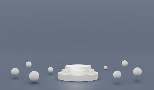 Piedistallo a geometria bianca per esposizione con sfera Supporto per prodotto vuoto con una forma geometrica illustrazione di rendering 3d in stile minimale