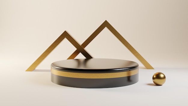 piedistallo minimo nero con ornamento d'oro, scena del podio per il rendering 3d dello sfondo della visualizzazione del prodotto