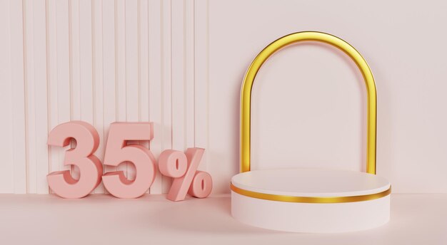 Piedistallo moderno di prodotti cosmetici 35% di sconto con sfondo rosa