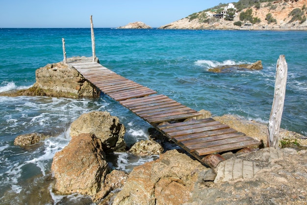 Pier a Hort Cove e Beach, Ibiza, Spagna