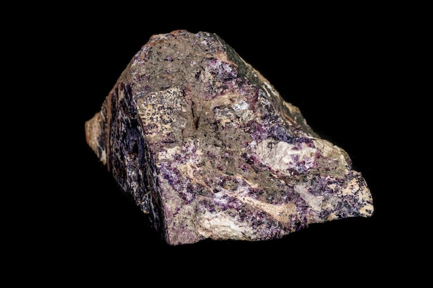 Pietra macro Minerale di fluorite su sfondo nero