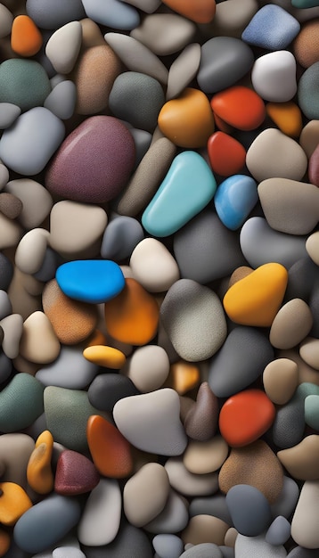 Pietre di ciottoli colorati come sfondo illustrazione di rendering 3D