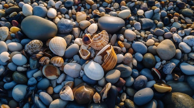 Pietre marine sulla riva del mare Ai Generative