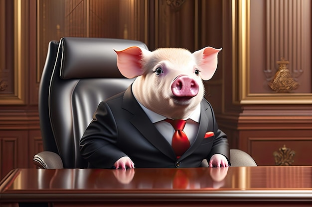 Pig in Suit Office Generative AI