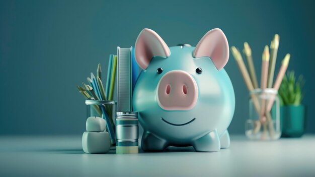 Piggy bank con roba aziendale concetto di business e finanza