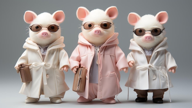 Piggy Dolls su sfondo bianco