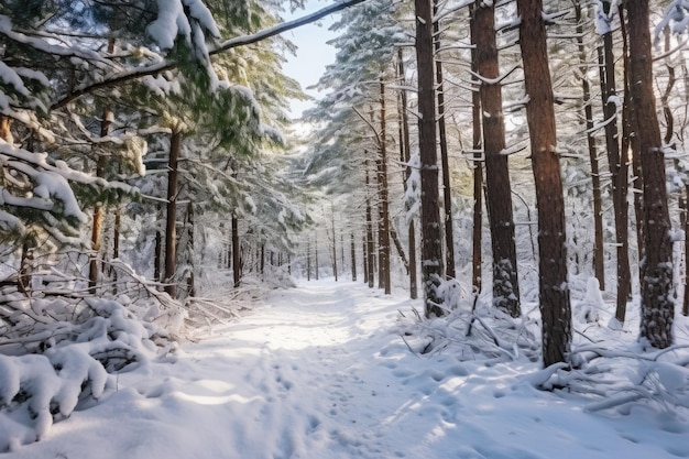 Pigne innevate sul ramo di un albero create con intelligenza artificiale generativa