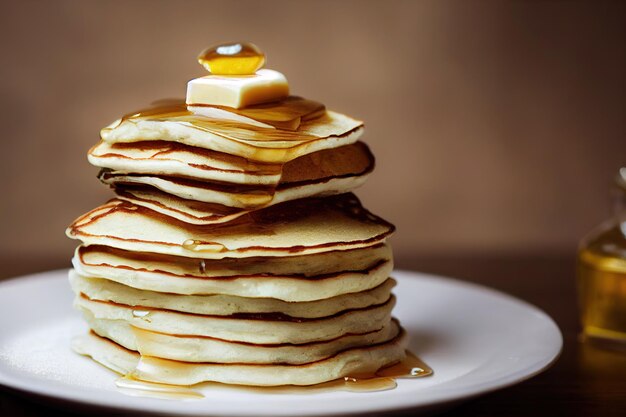 Pila alta di crêpe per dessert sostanziosi con tè o caffè