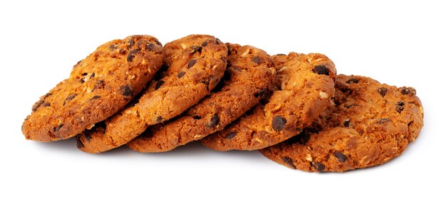 Pila di biscotti al cioccolato isolato