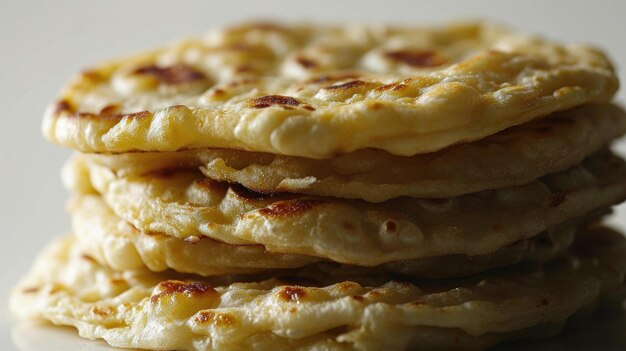 Pila di focaccia seduta sopra il piatto bianco