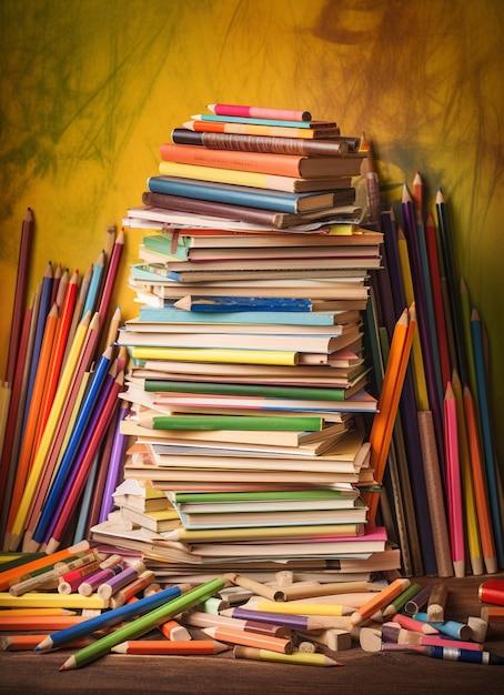 pila di libri sfondo colorato scuola