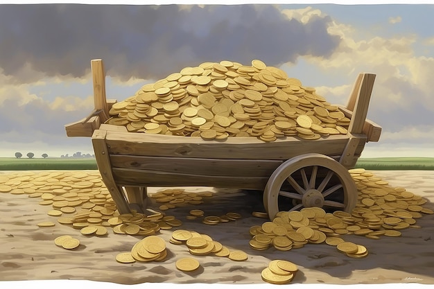 pila di monete d'oro sullo sfondo all'aperto concetto finanziario e di risparmio