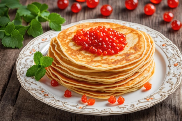 pila di pancake molto sottili tradizionali per la settimana delle pancake russe Shrove tide