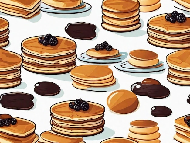 Pila di soffici pancake condita con sciroppo d'acero