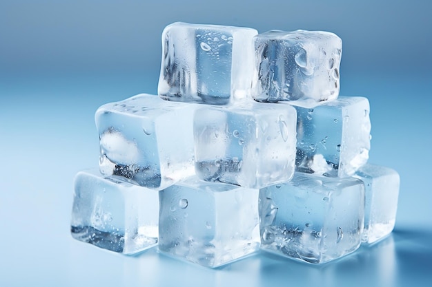 Pila ordinatamente organizzata di cubetti di ghiaccio in Ai generativa leggera isolata