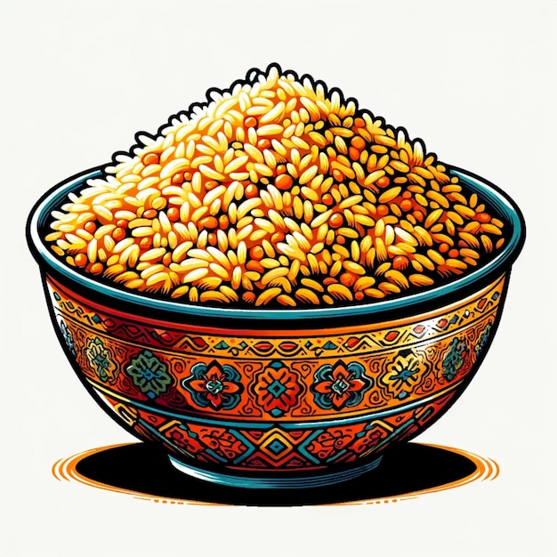 Pilav in una ciotola illustrazione tipica del cibo turco