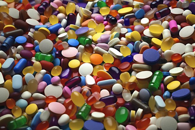 Pillole disperse di varie forme e dimensioni