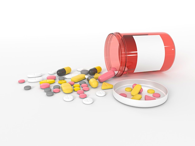 Pillole medicinali compresse capsule Concetto per l'azienda farmaceutica di assicurazione sanitaria