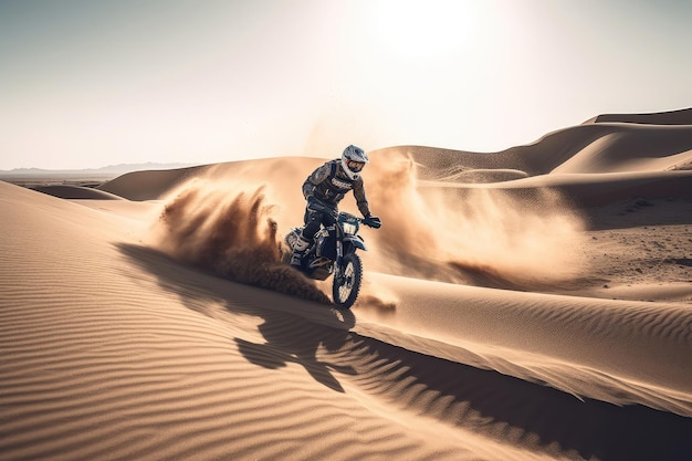 Pilota di motocross nel deserto