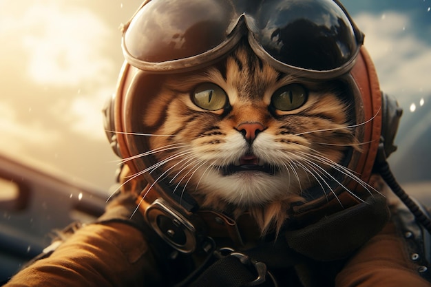 Pilota felino in volo su un aereo IA