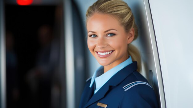 Pilota femminile davanti all'aeroplano