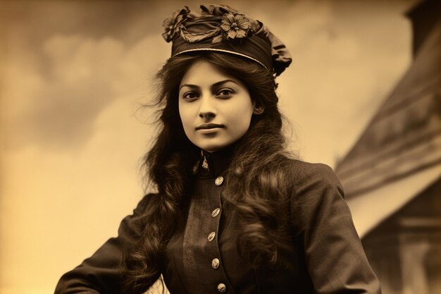 Pilota giovane e bella donna del XIX secolo
