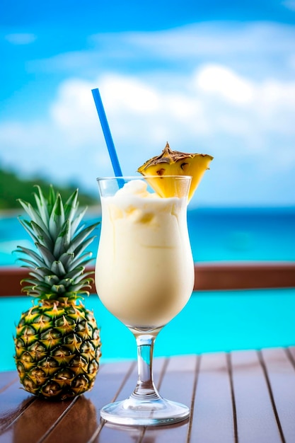 Pina colada sulla spiaggia AI generativa