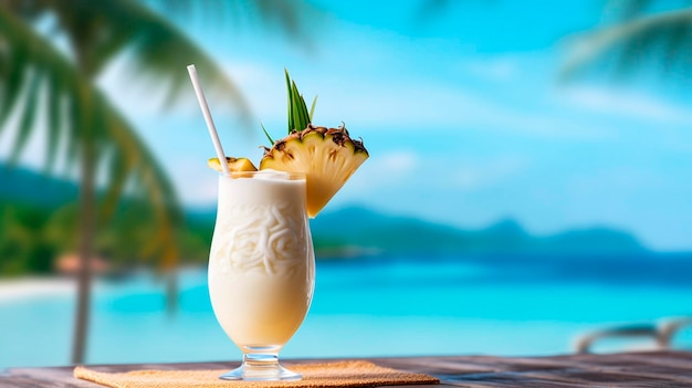 Pina colada sulla spiaggia IA generativa