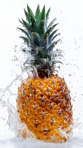 Pineapple Splashing in Water Refreshing Moment of Fruit Dive