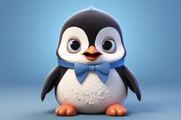 Pinguino bambino cartone animato 3D con sciarpa