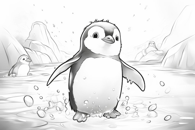 Pinguino bambino da colorare Pagina per bambini 2